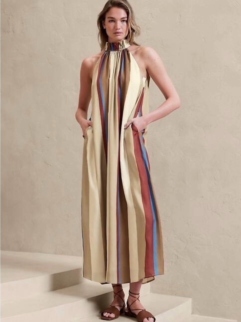 NWT Banana Republic Stripes Trapeze Maxi Dress Women’s Size Medium Roomy Fit